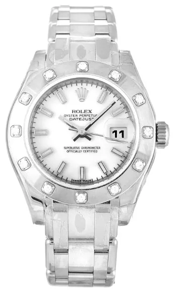 Rolex Lady-Datejust Pearlmaster 80319 29mm White gold White Baton