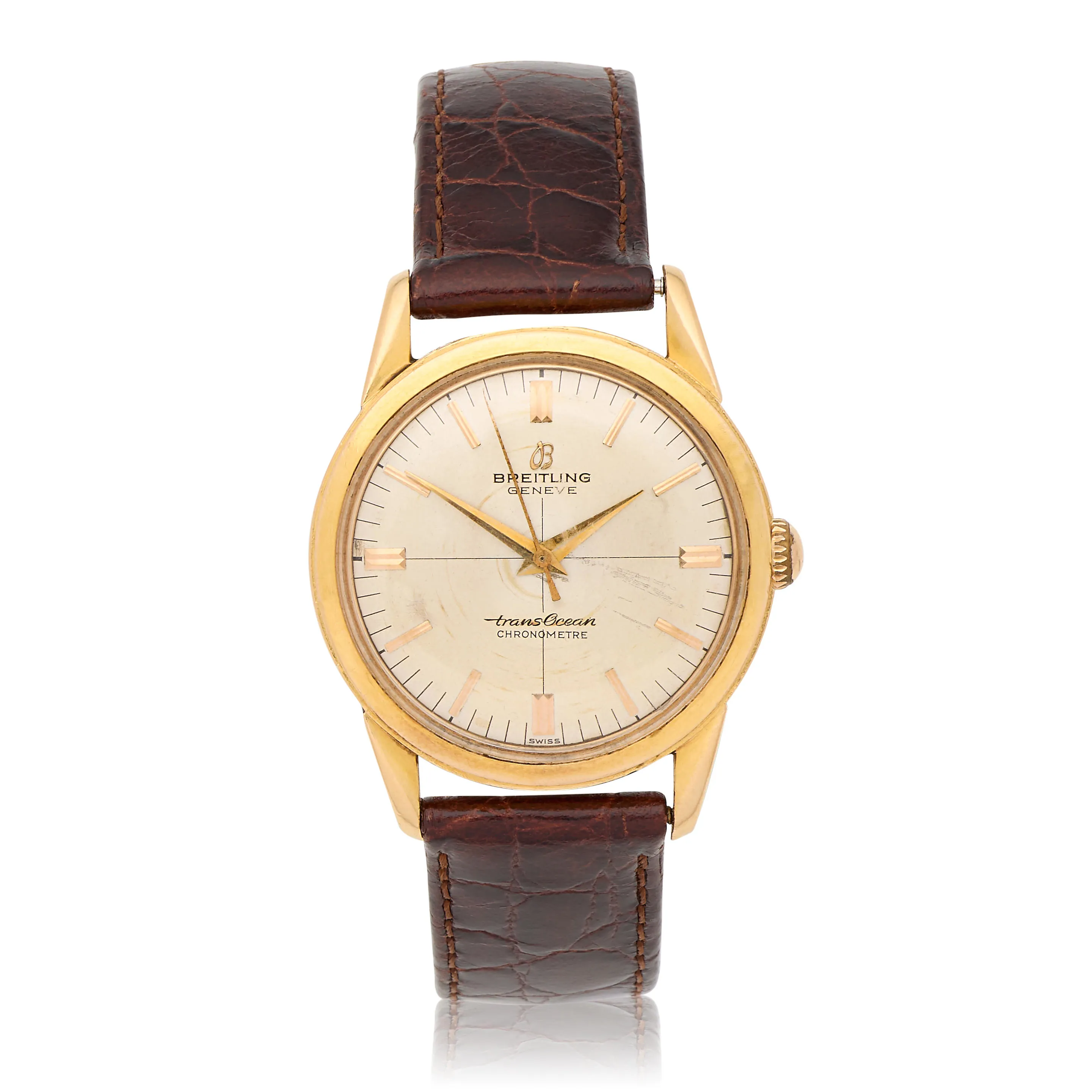 Breitling Transocean 34mm 18k yellow gold Silver