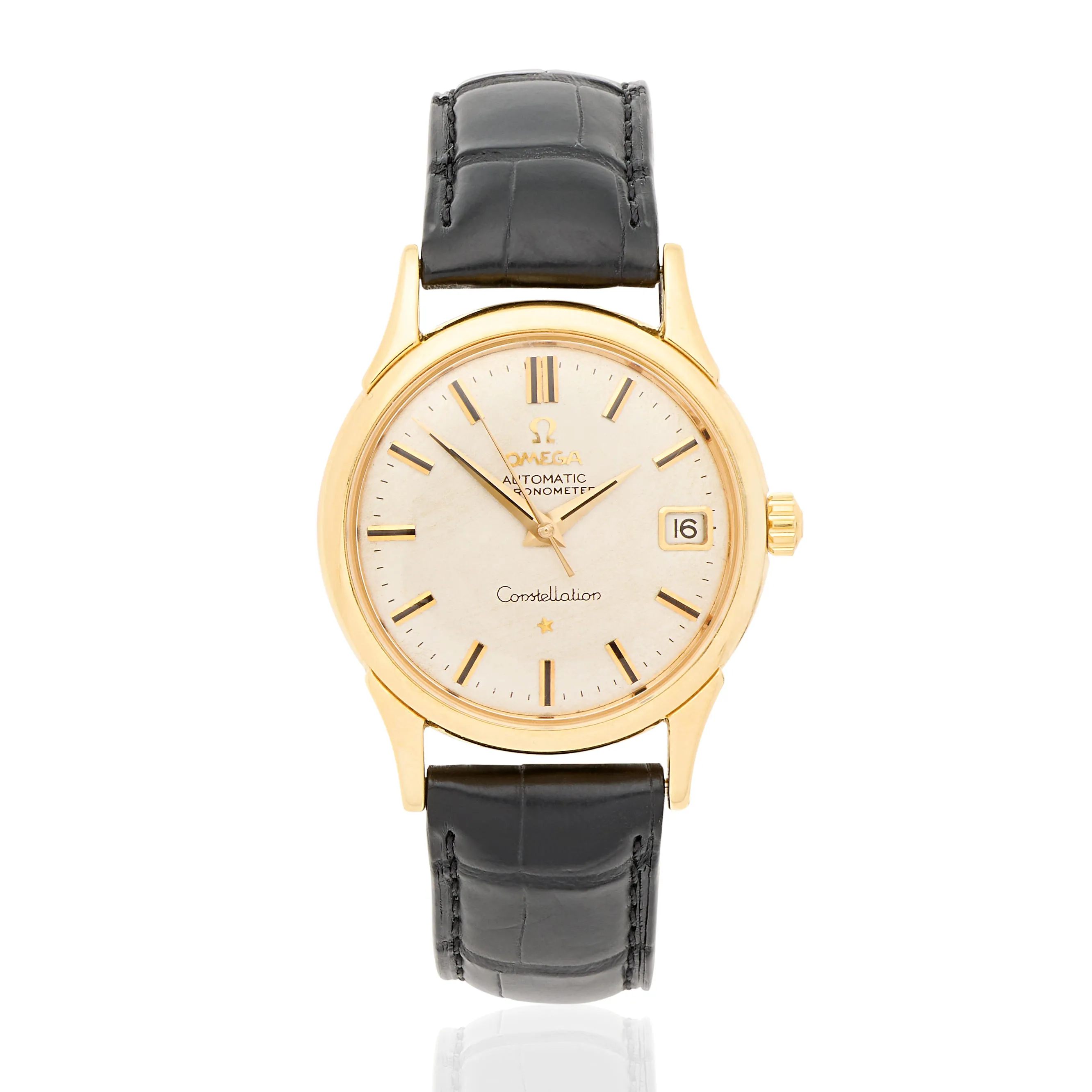 Omega 34mm 18k yellow gold Silver