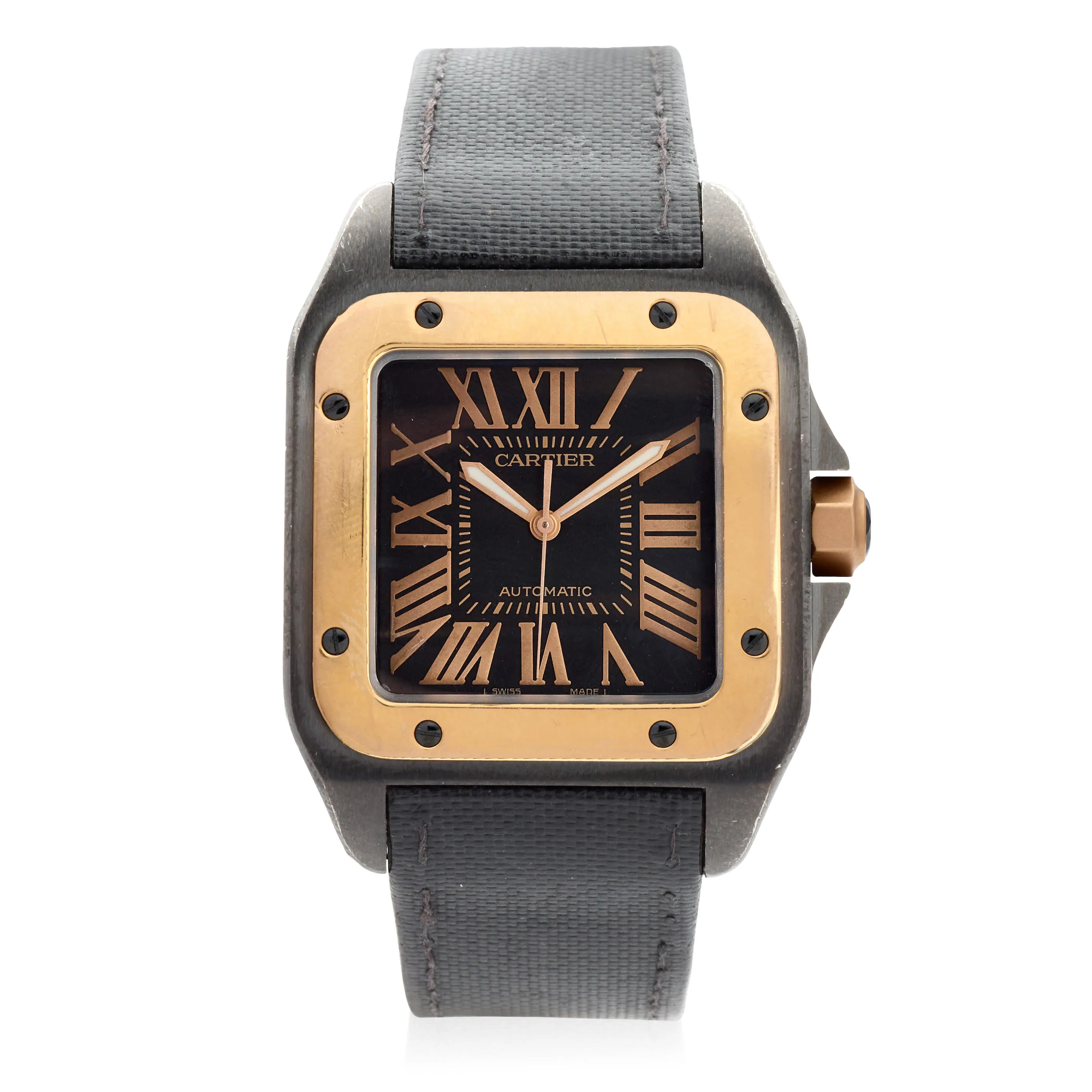 Cartier Santos 100 2656 38mm Rose gold and Stainless steel and PVD Black