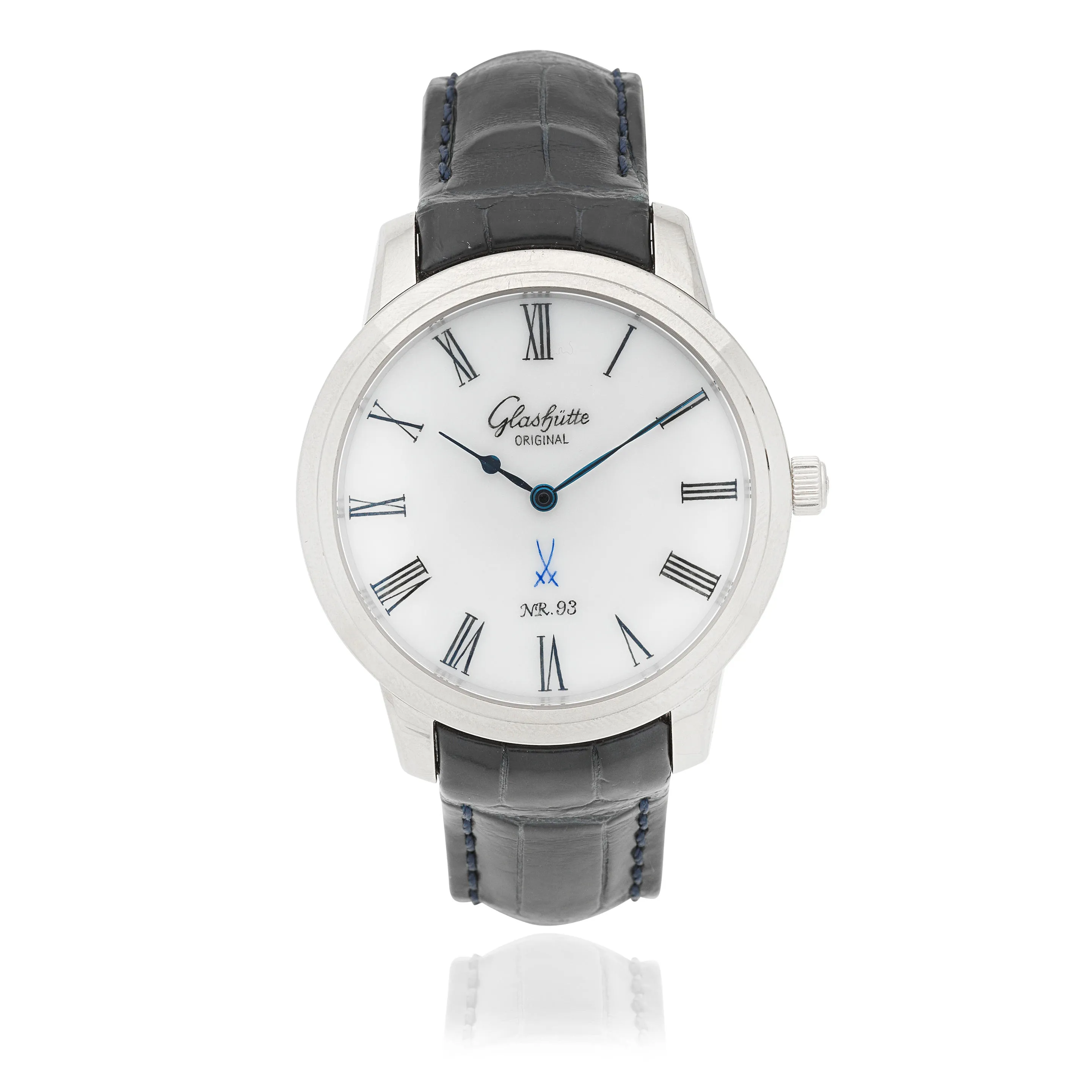 Glashütte Senator Meissen 40mm 18k white gold White