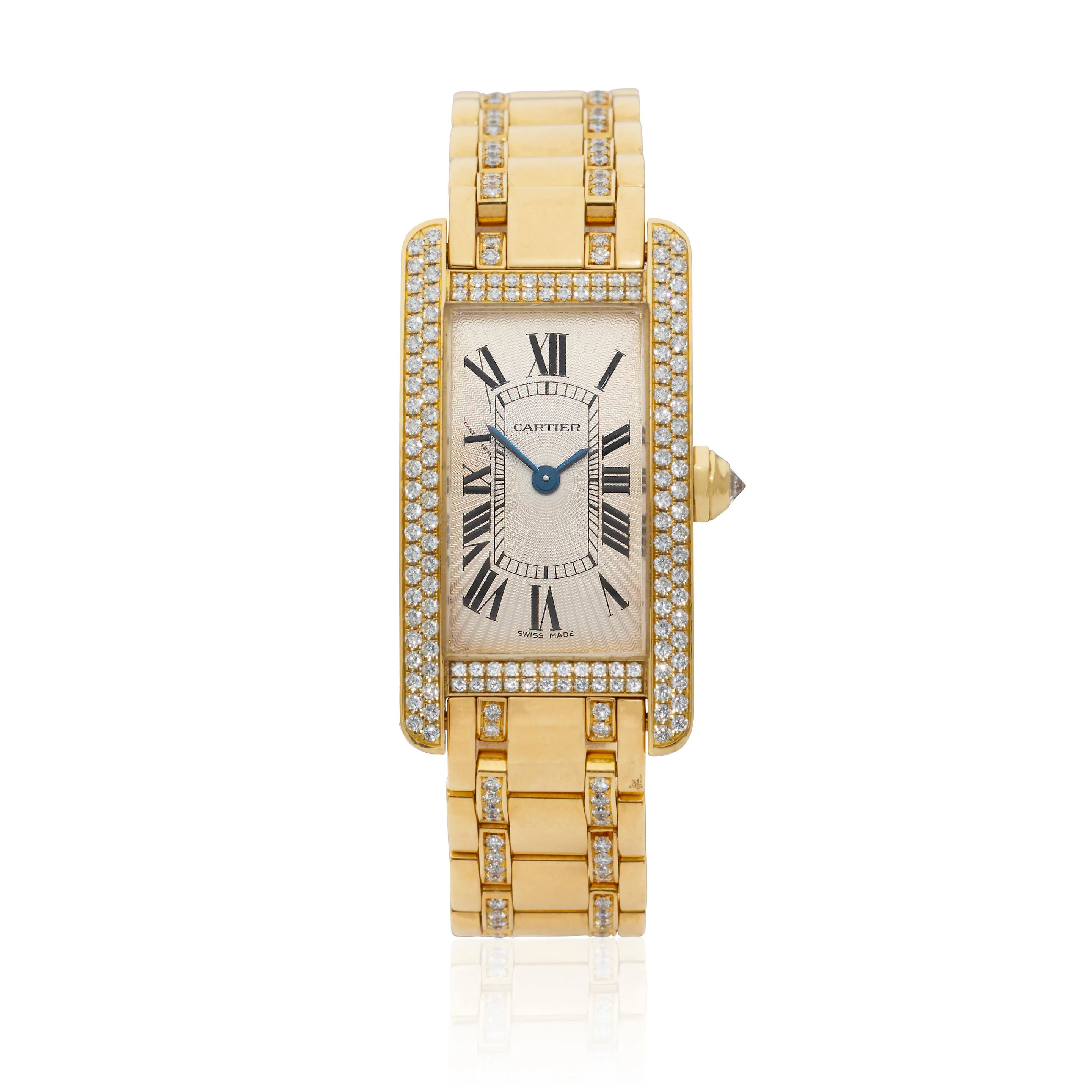 Cartier Tank Américaine 2482 19mm Diamond and 18k yellow gold Silver