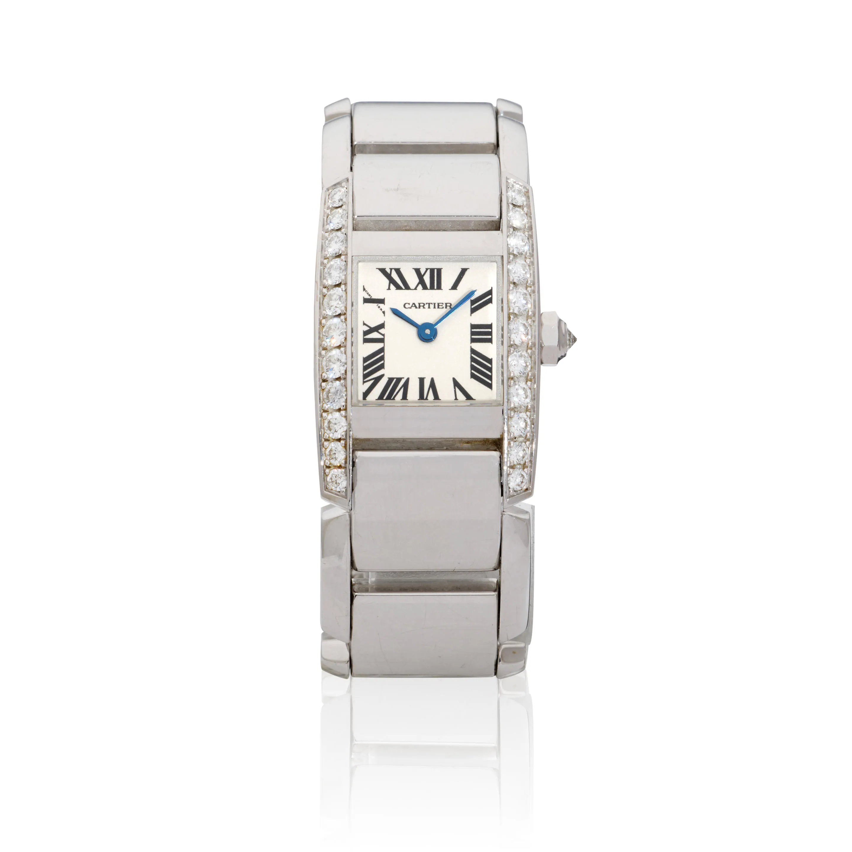 Cartier Tankissime 2825 20mm 18k white gold and Diamond Silvered