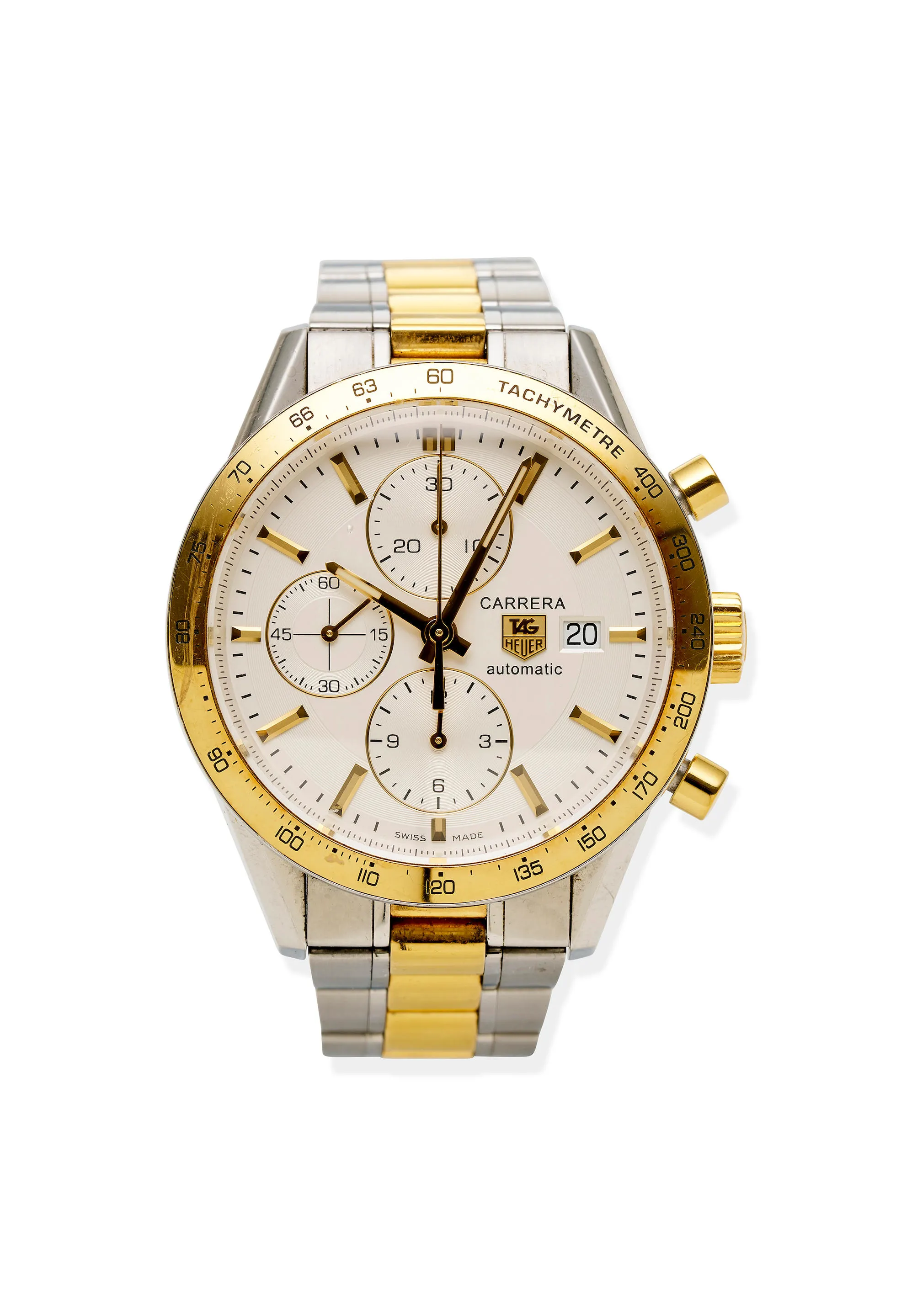 TAG Heuer Carrera CV2050 41mm 18k Gold and Stainless steel White