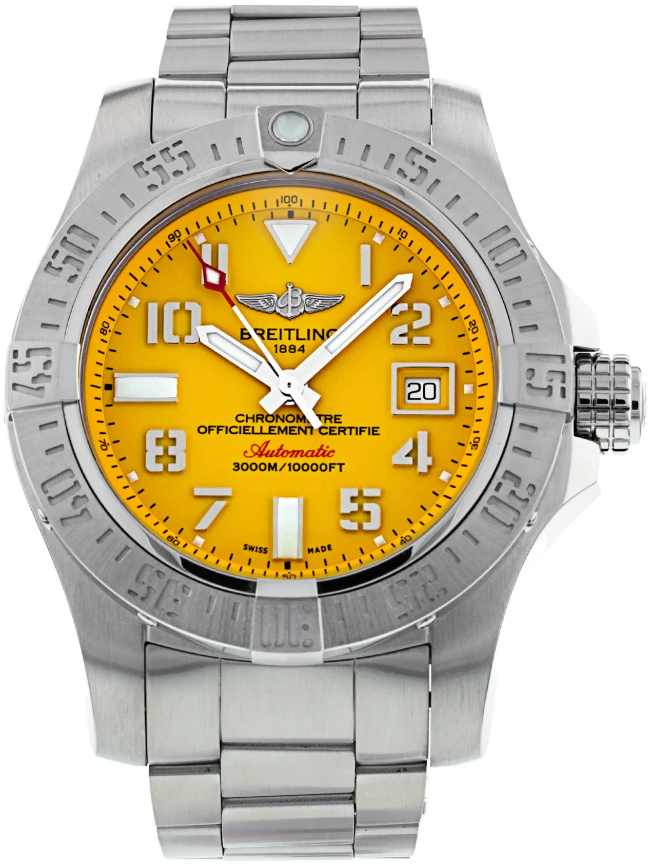 Breitling Avenger A17331 45mm Stainless steel Yellow Arabic