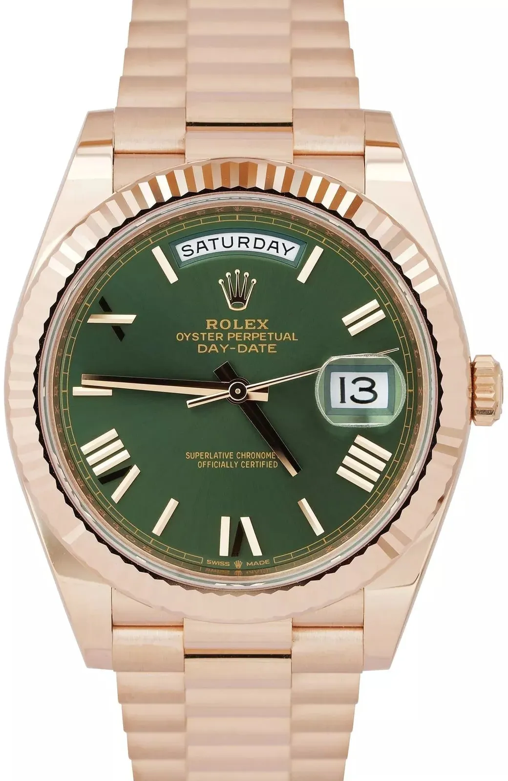 Rolex Day-Date 40 228235-0025 40mm Everose gold Green