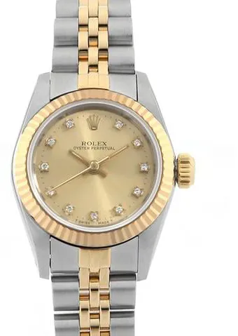 Rolex Oyster Perpetual 67193G 25mm Yellow gold and Stainless steel Champagne