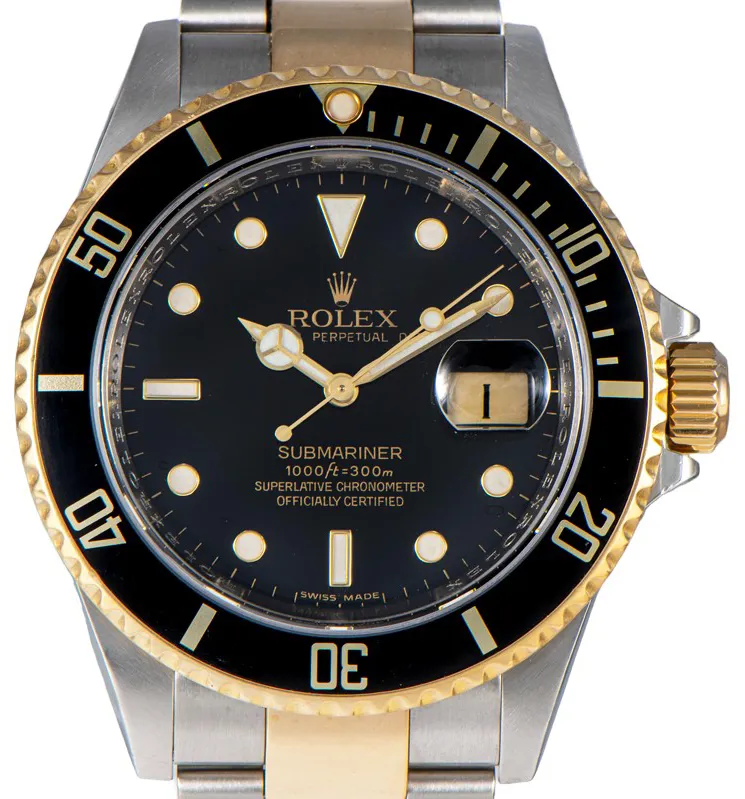 Rolex Submariner 16613 40mm Gult Guld/Stål Black