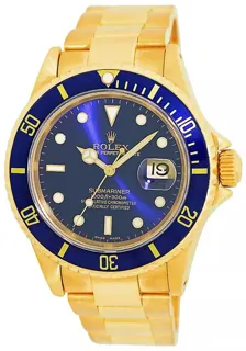 Rolex Submariner 16618 Yellow gold Blue