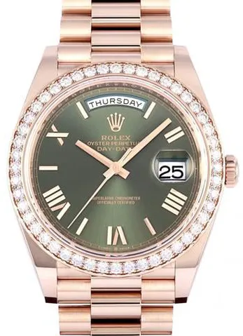 Rolex Day-Date 40 228345RBR 40mm Rose gold Green