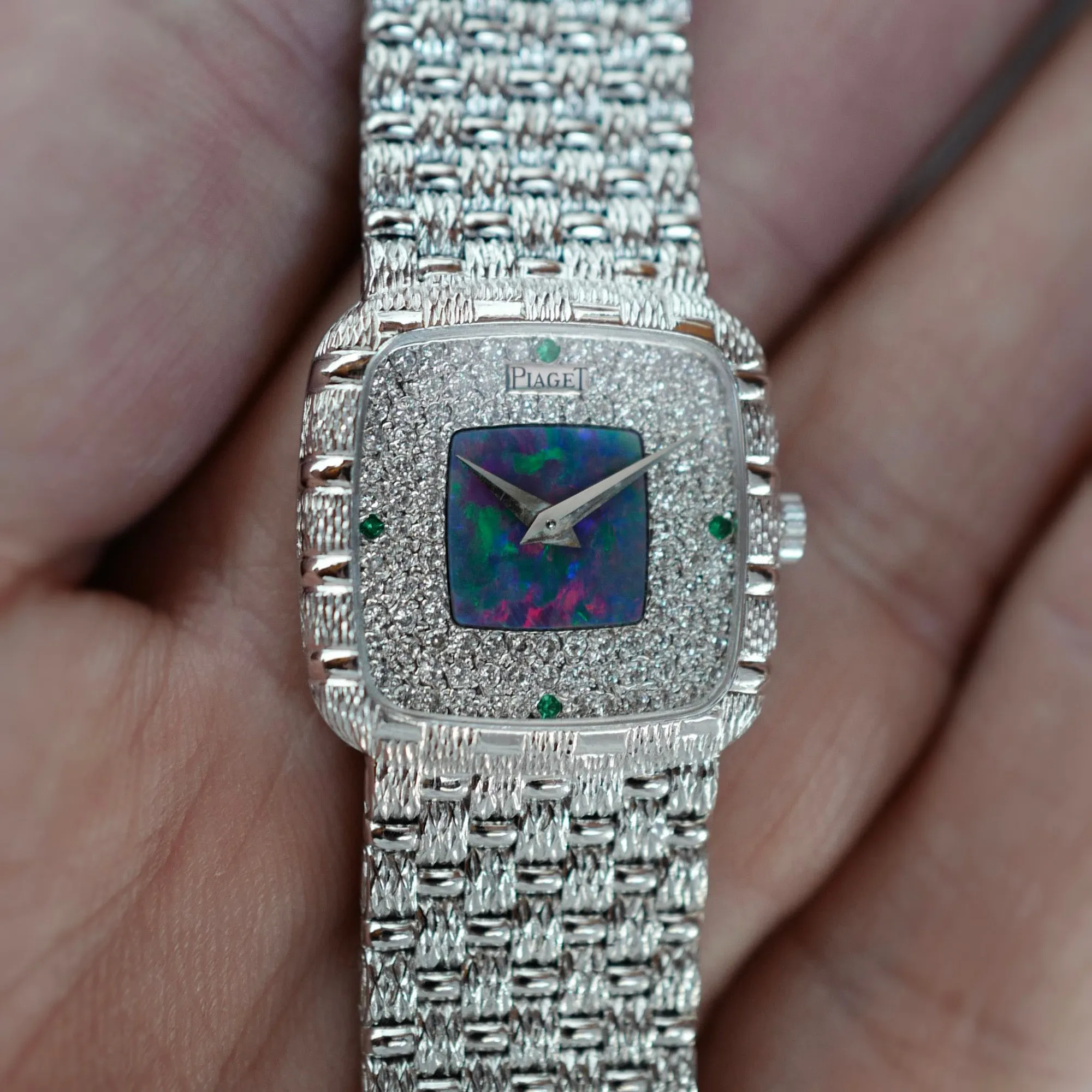 Piaget Vintage 9902D23 23mm  18k WG Diamond and Opal and Emerald 1