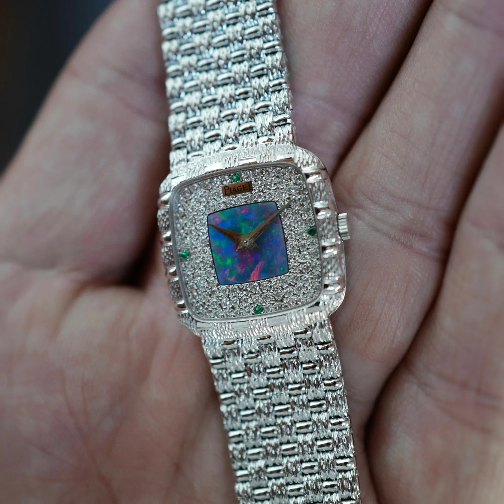 Piaget Vintage 9902D23 23mm  18k WG Diamond and Opal and Emerald 2