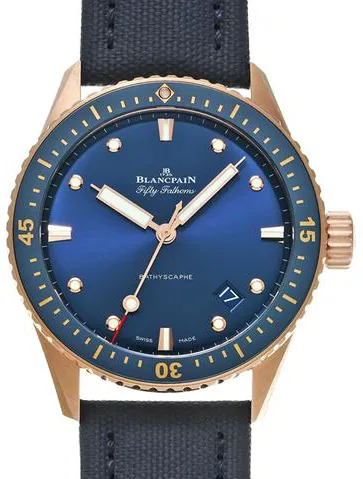 Blancpain Fifty Fathoms 5000-36S40-O52A 43mm Rose gold Blue