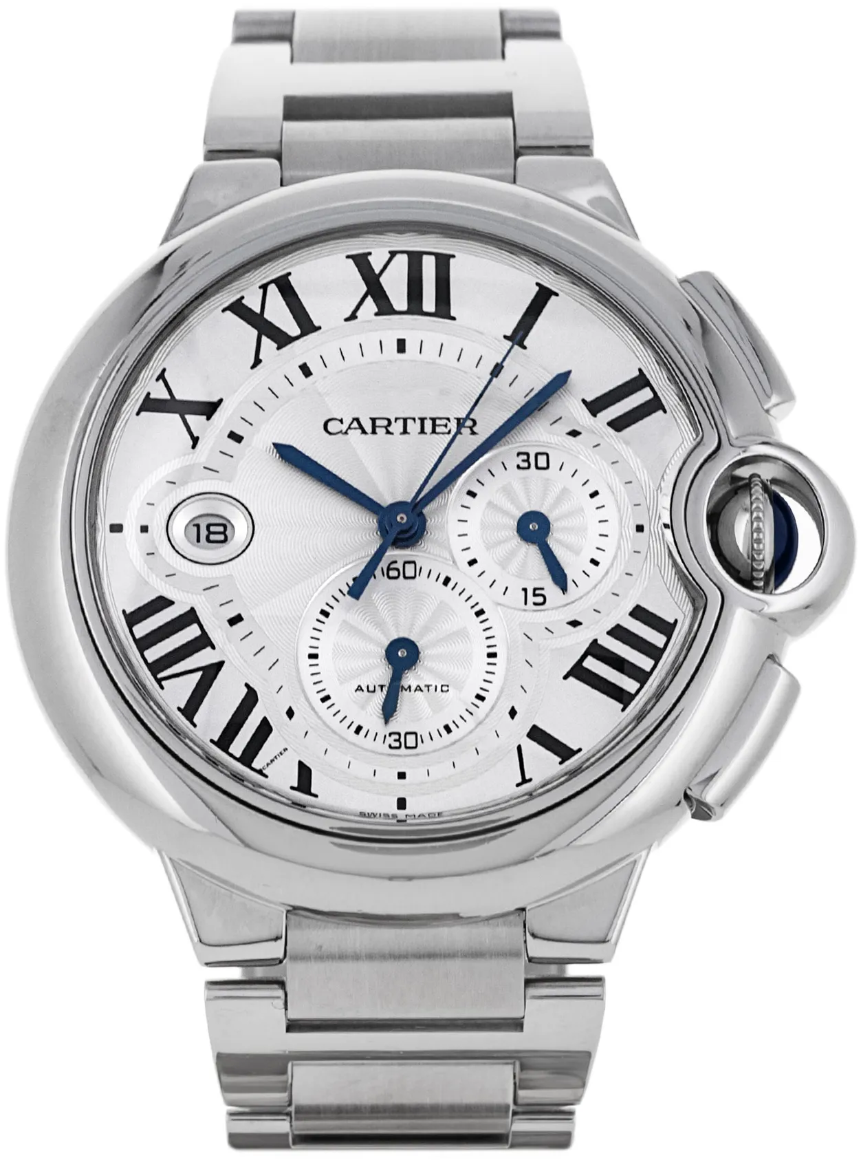 Cartier Ballon Bleu W6920002 47mm Stainless steel Silver Roman Numeral