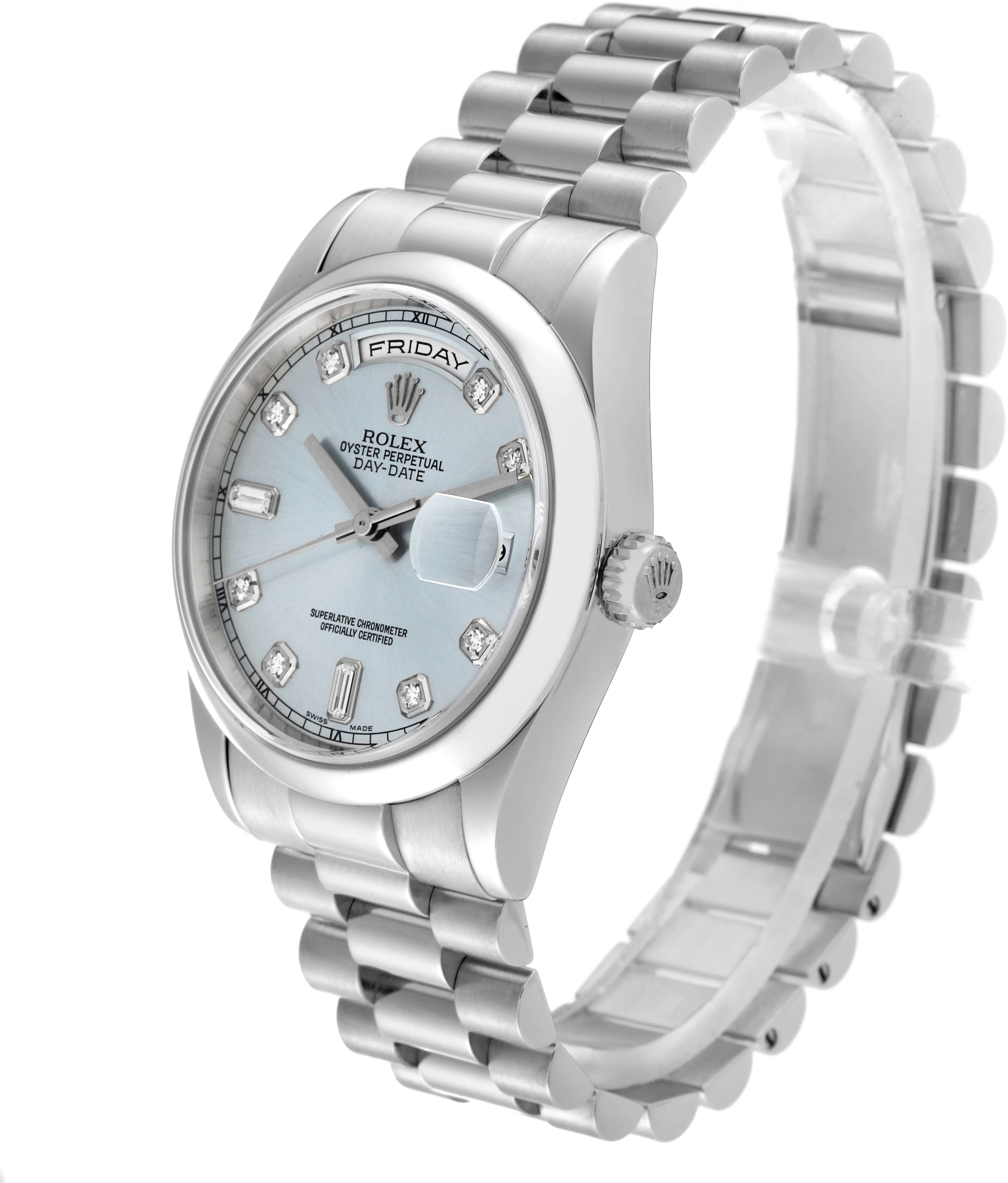 Rolex Day-Date 36 118206 36mm Platinum Blue 3