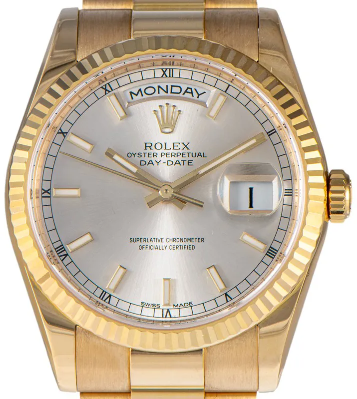 Rolex Day-Date 36 118238 36mm Gult Guld Silver