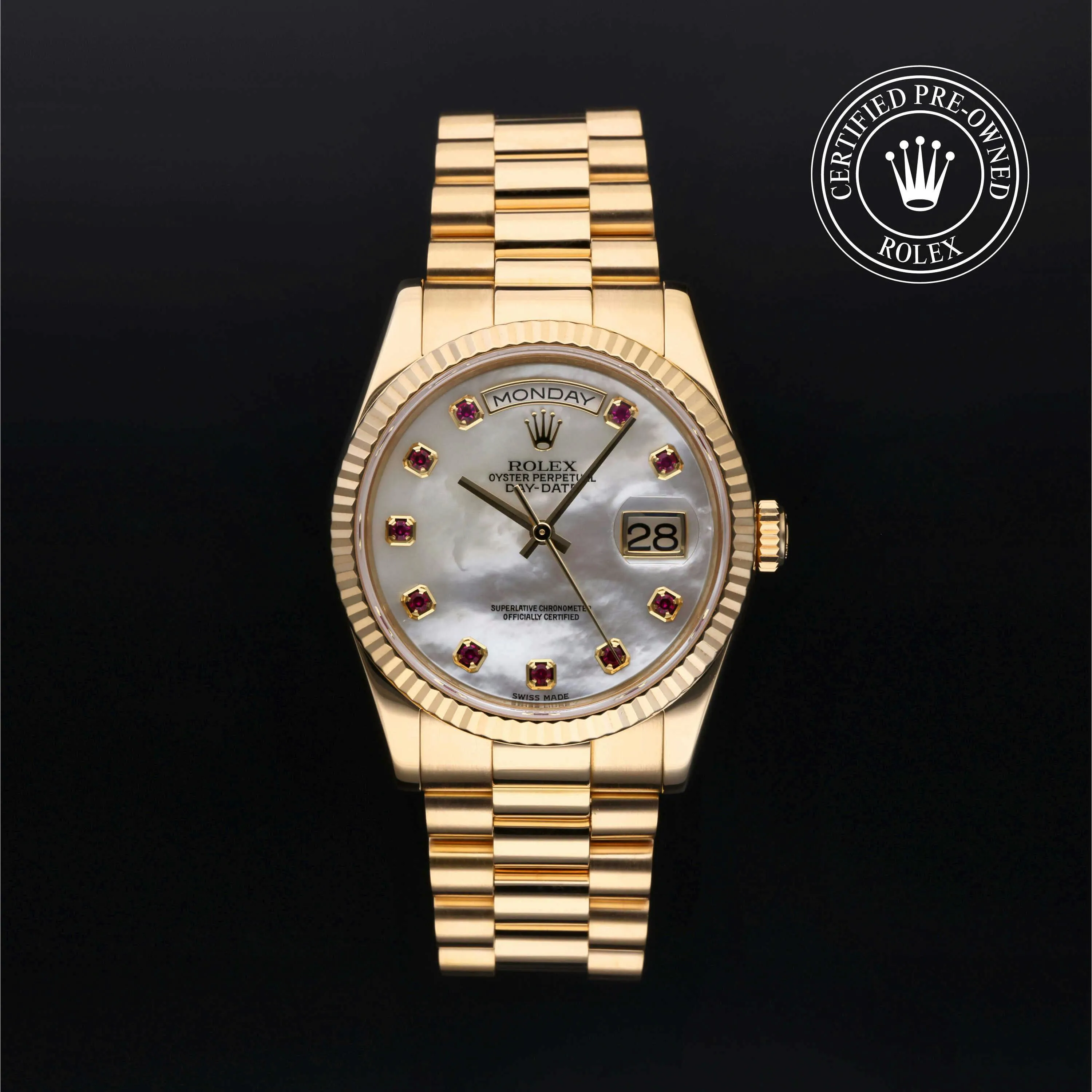 Rolex Day-Date 36 118238 36mm Yellow gold White and Mother-of-pearl