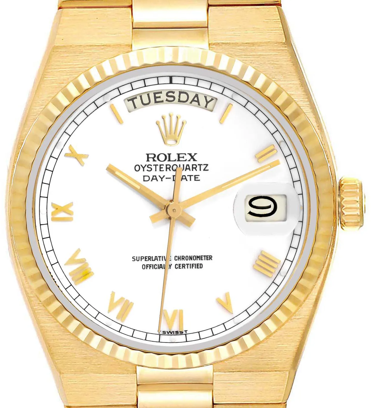 Rolex Day-Date Oysterquartz 19018 36mm Yellow gold White