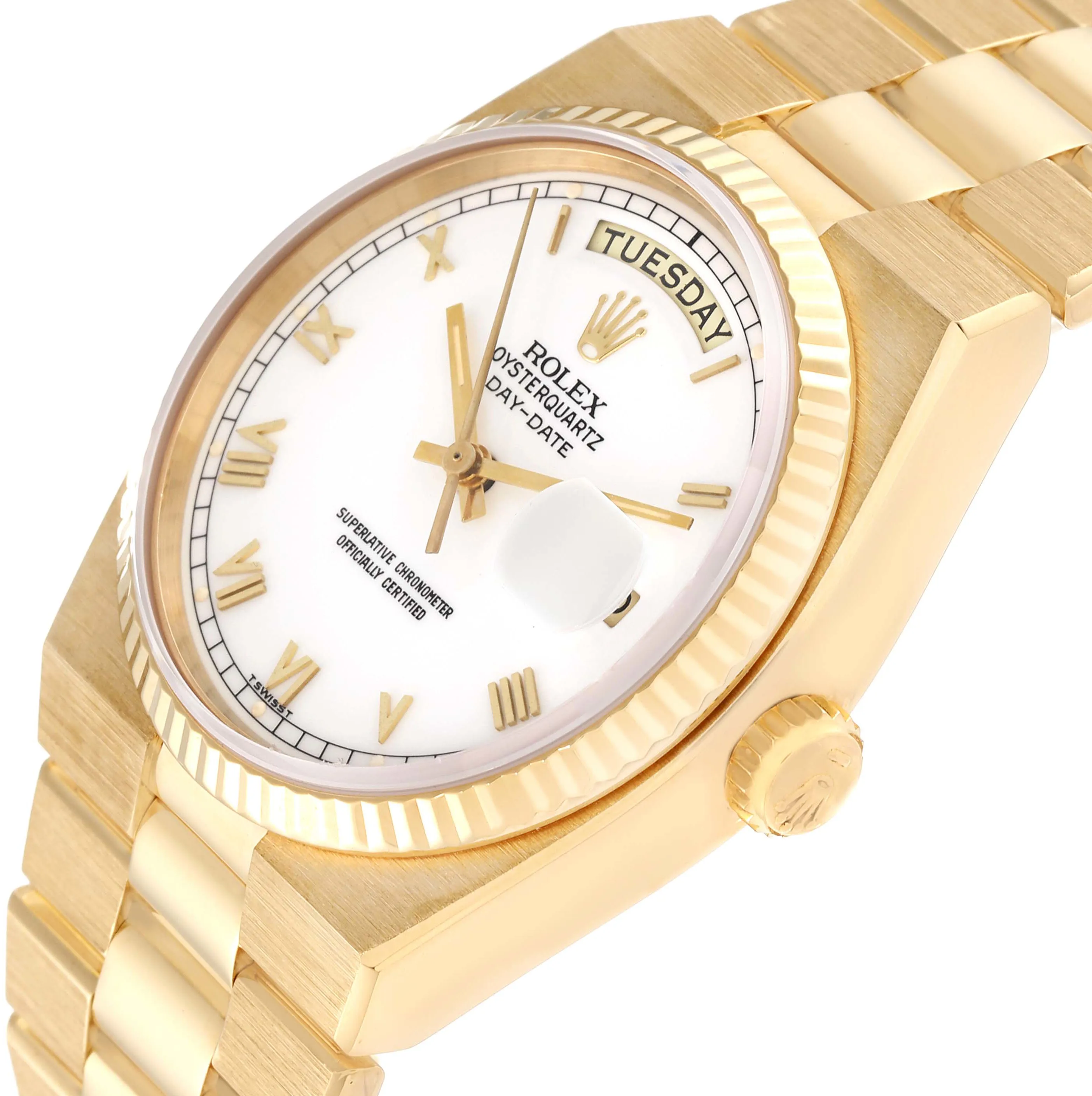 Rolex Day-Date Oysterquartz 19018 36mm Yellow gold White 4