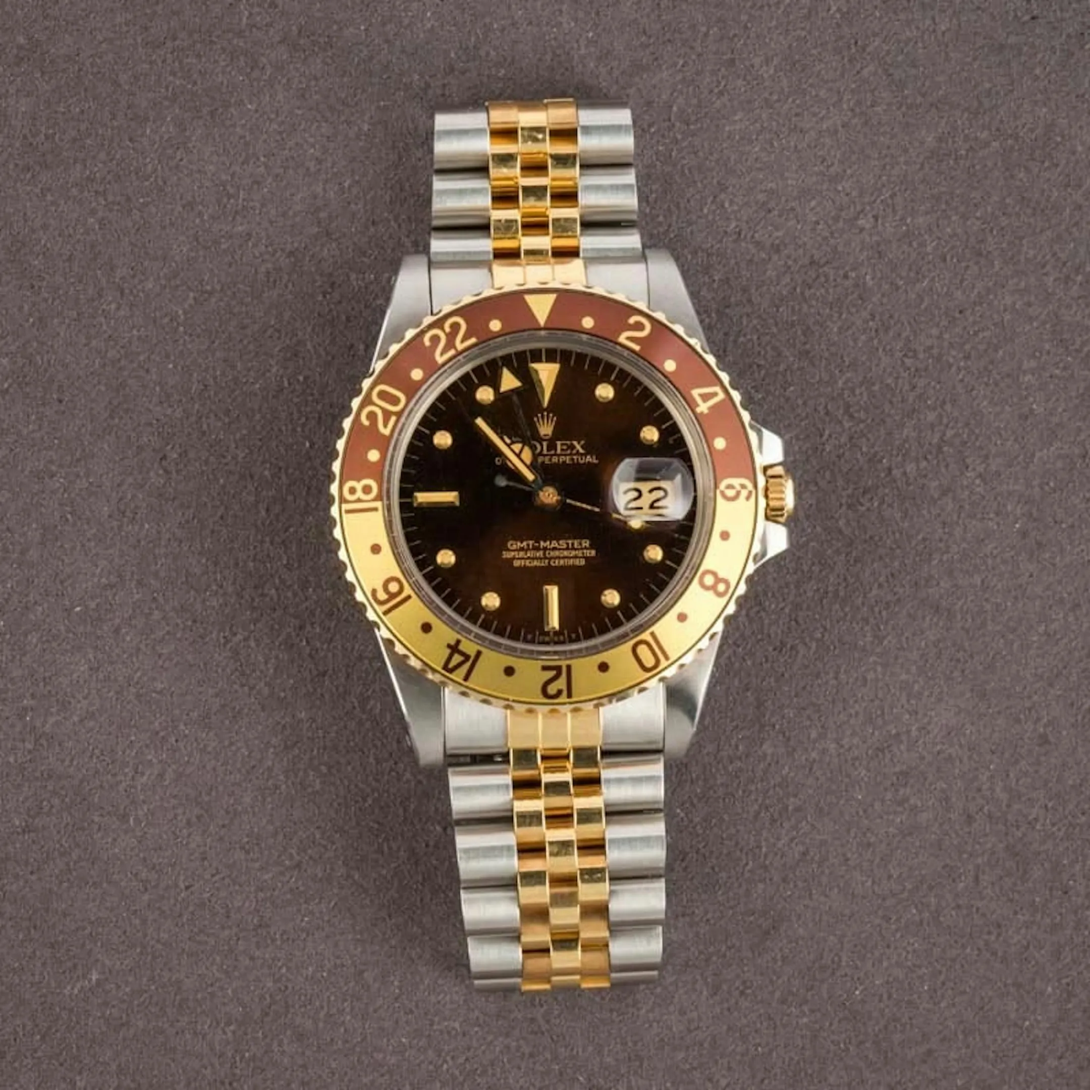 Rolex GMT-Master 16753 40mm Yellow gold and Stainless steel Brown