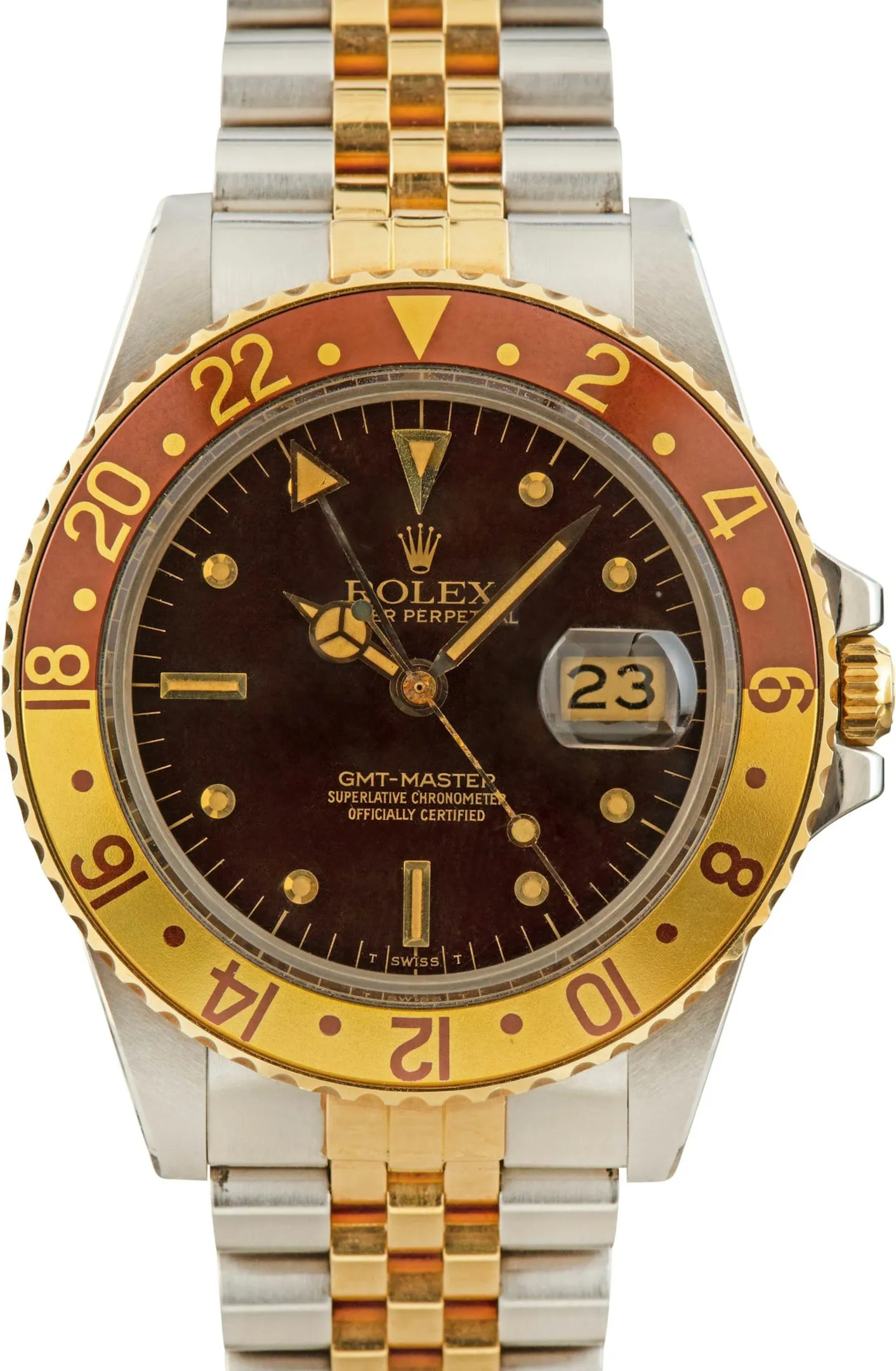 Rolex GMT-Master 16753 40mm Yellow gold and Stainless steel Brown 1