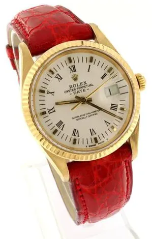 Rolex Oyster Perpetual Date 15038 34mm Yellow gold White