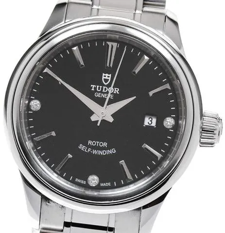 Tudor Style 12100 28mm Stainless steel Black