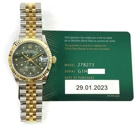 Rolex Datejust 31 278273 31mm Yellow gold and Stainless steel Green