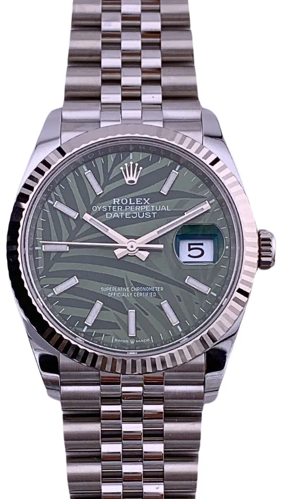 Rolex Datejust 126234/GREEN PALM/JUB 36mm White gold and Stainless steel Green palm