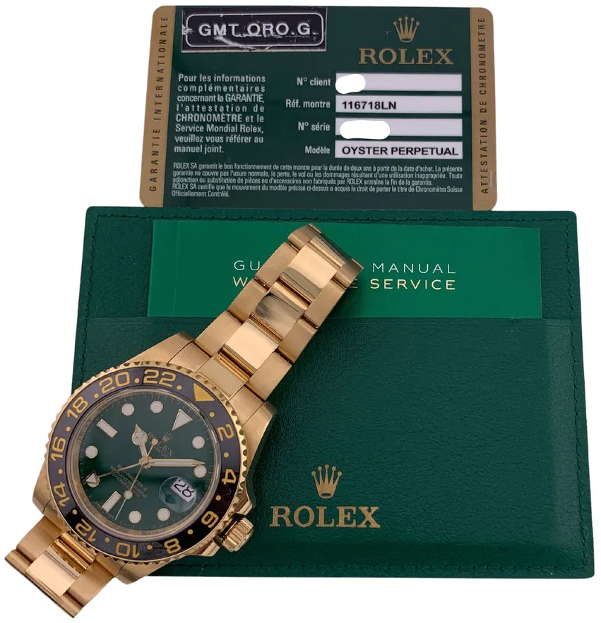 Rolex GMT-Master 116718LN/Z168143 40mm Yellow gold Green 9