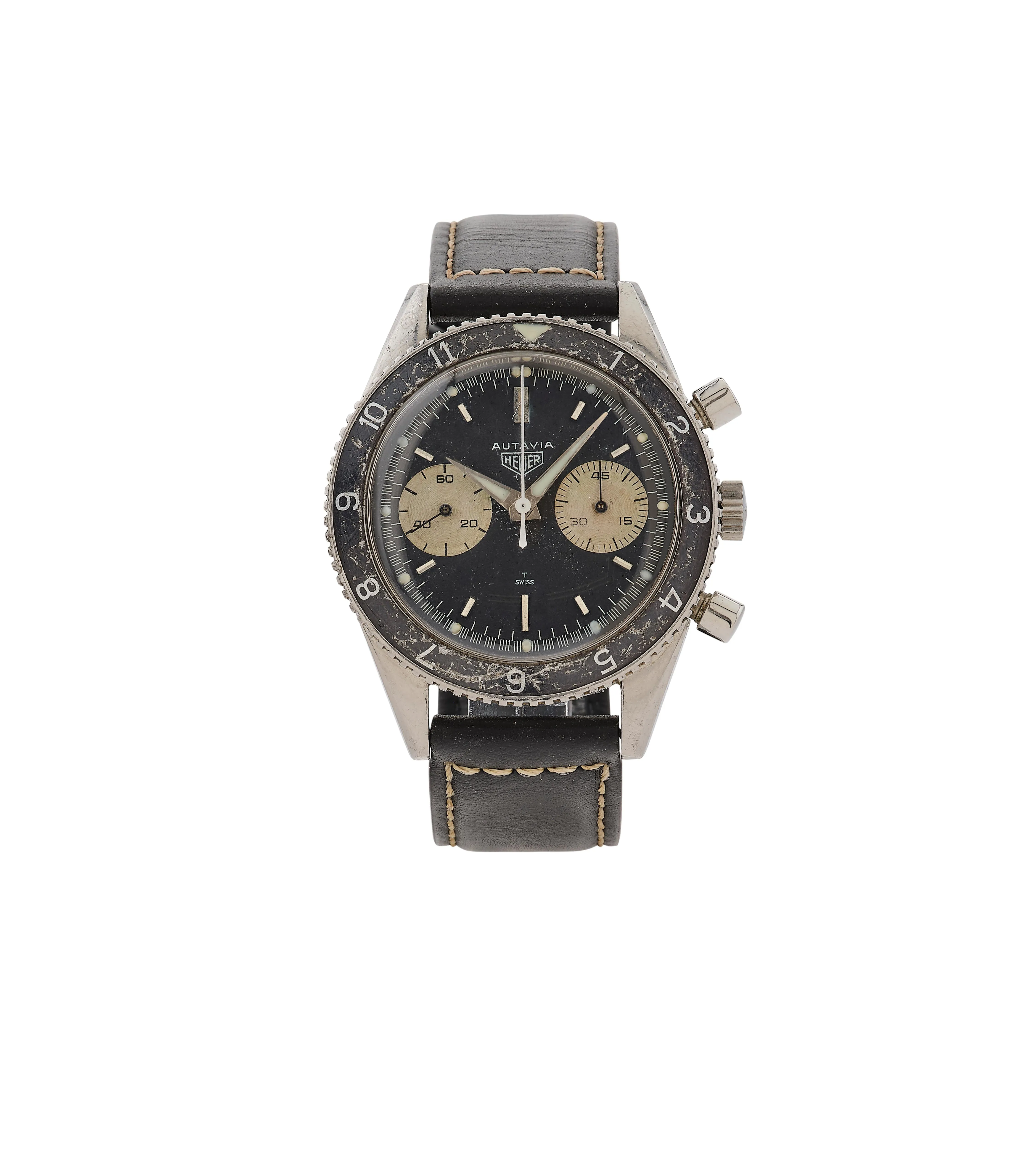 Heuer Autavia 3646H 39mm Stainless steel Black