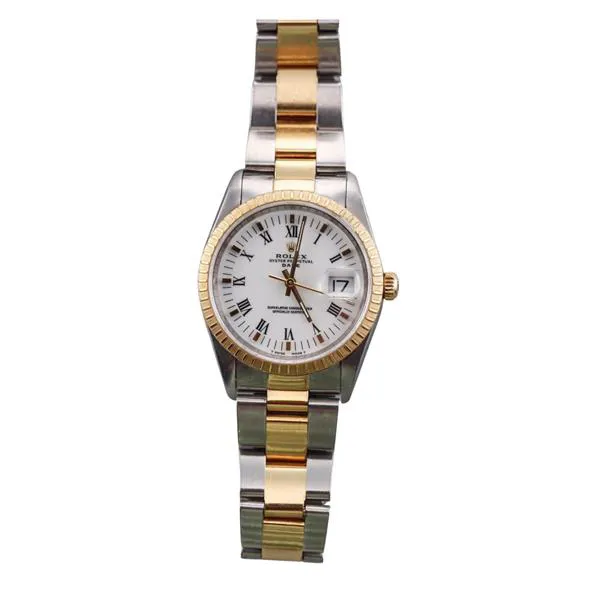 Rolex Oyster Perpetual Date 15223 34mm 18k Gold and Stainless steel Black