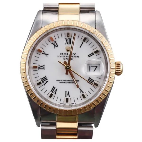 Rolex Oyster Perpetual Date 15223 34mm 18k Gold and Stainless steel White 2