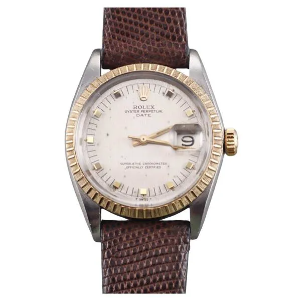 Rolex Oyster Perpetual Date 34mm 18k Gold and Stainless steel Silvered