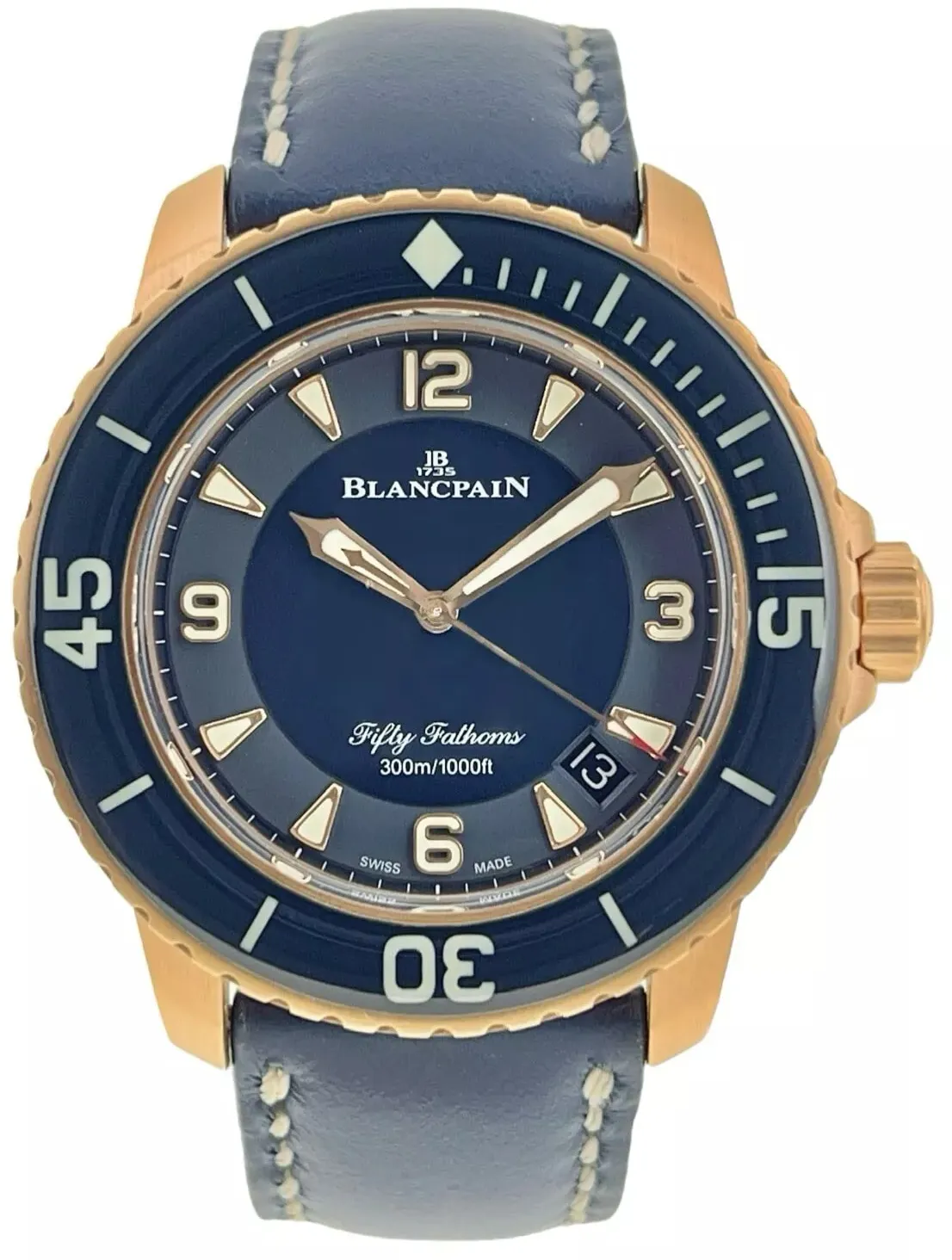 Blancpain Fifty Fathoms 5015-3603C-63B 45mm Rose gold Blue