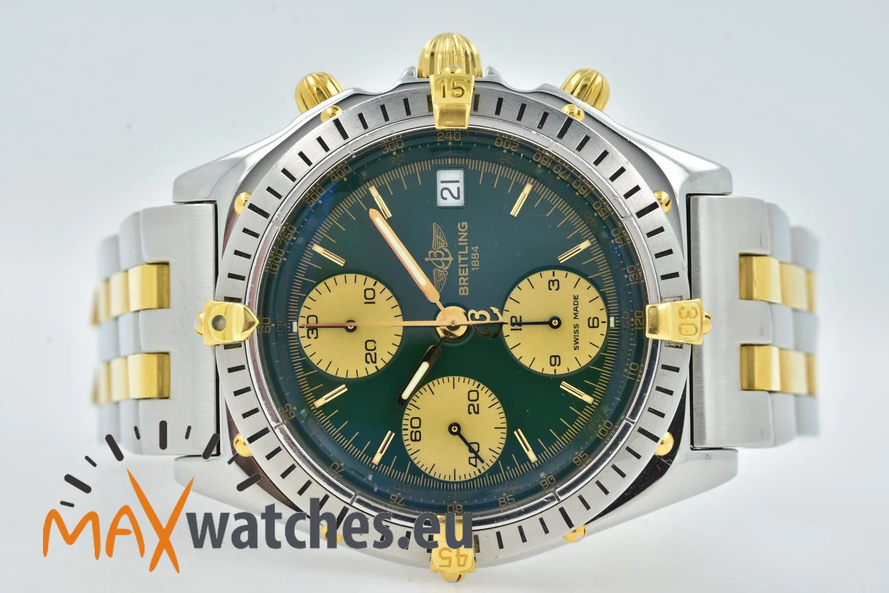 Breitling Chronomat B13048 40.5mm Yellow gold and Stainless steel Green