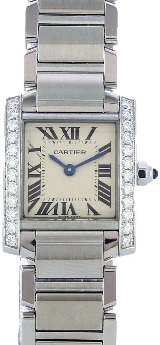 Cartier Tank Française W4TA0008 25mm Stainless steel and Diamond Silver