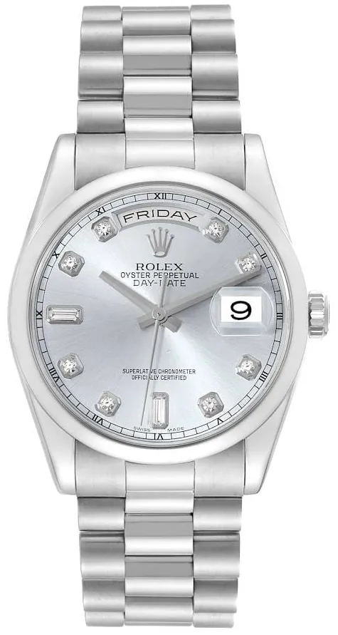 Rolex Day-Date 36 118206 36mm Platinum Silver