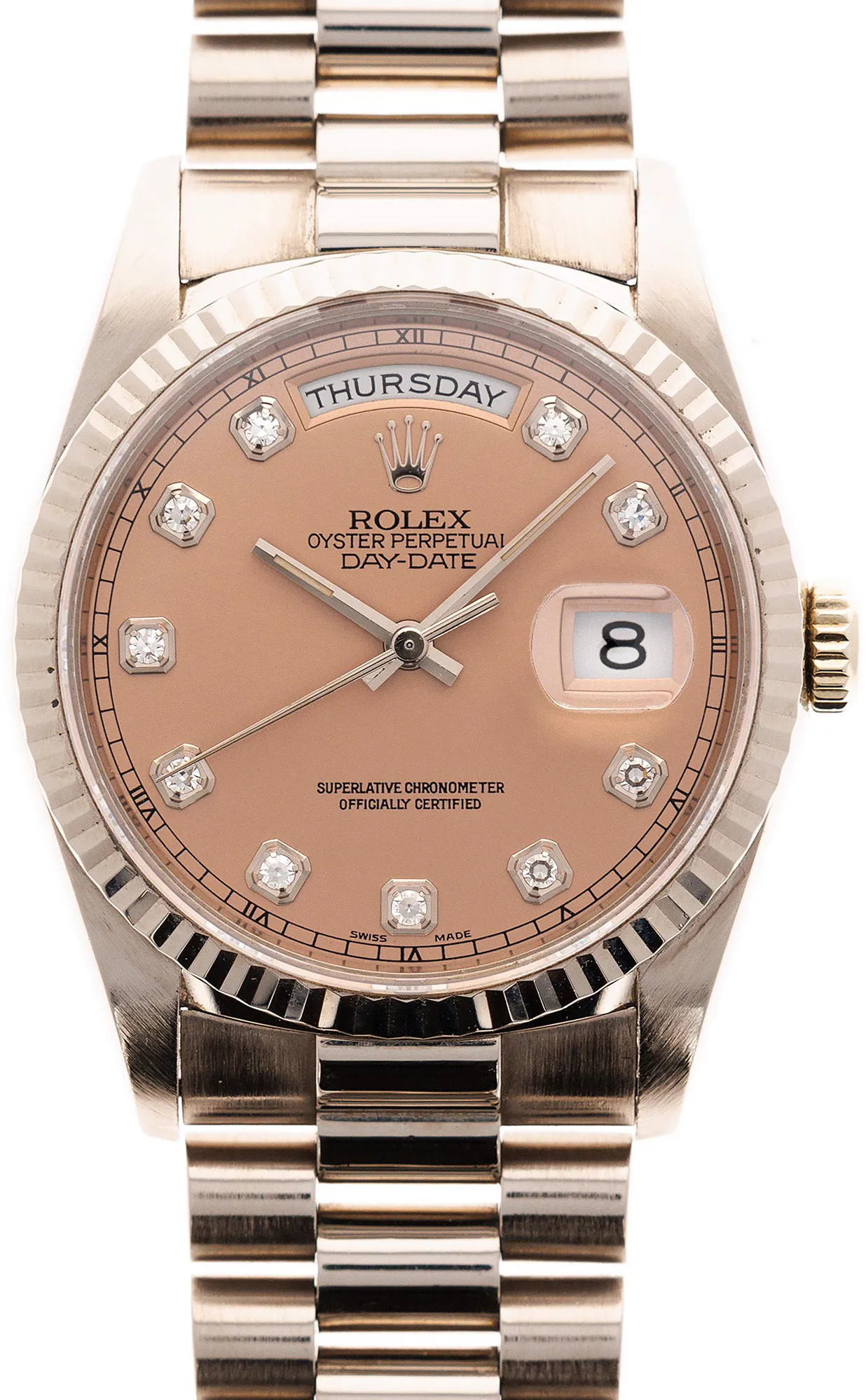 Rolex Day-Date 36 18239 36mm White gold Salmon