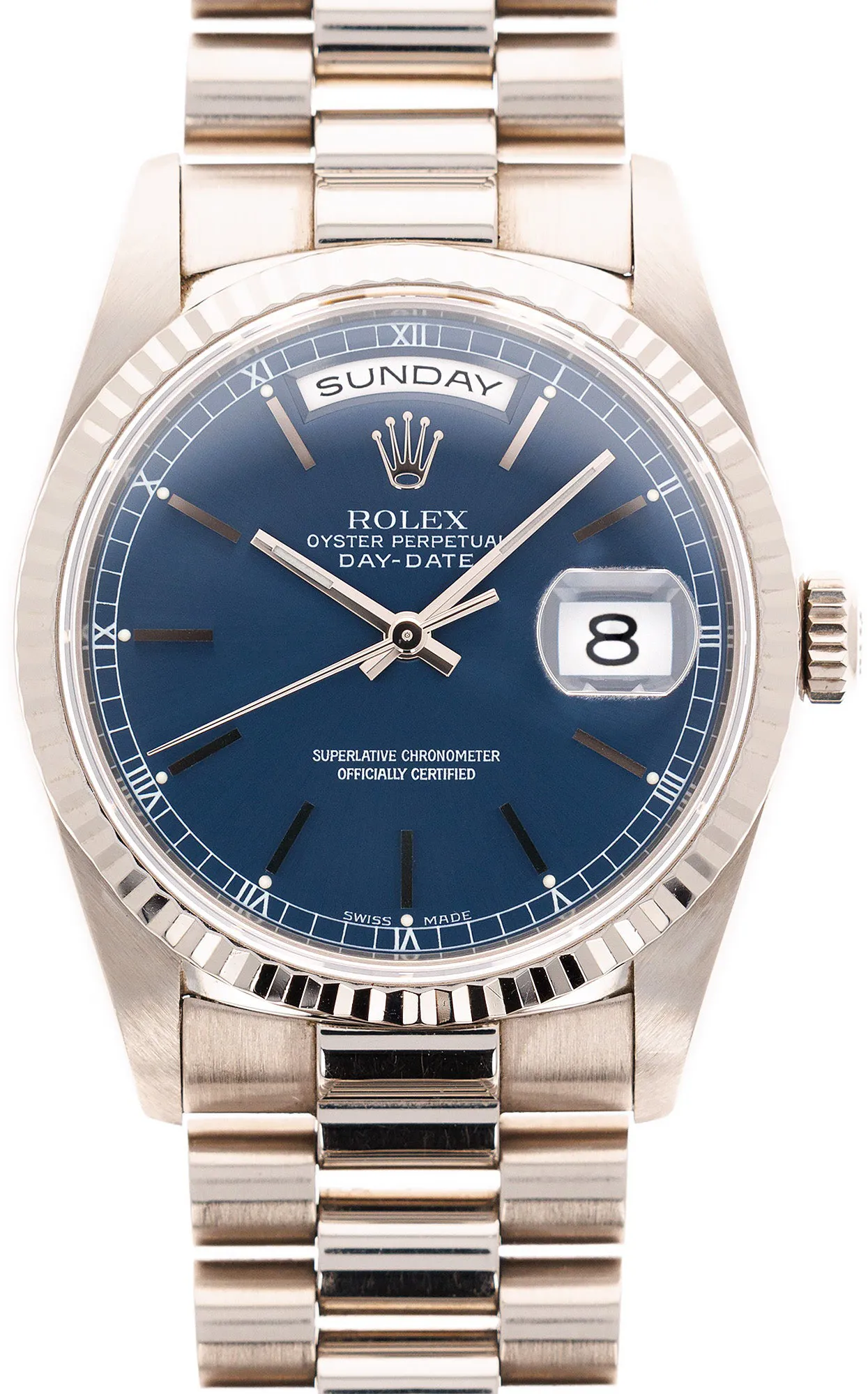 Rolex Day-Date 36 18239 36mm White gold Blue