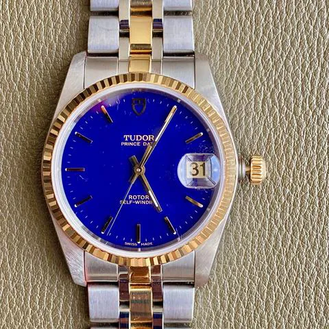 Tudor Prince Date 74033 34mm Yellow gold and Stainless steel Blue