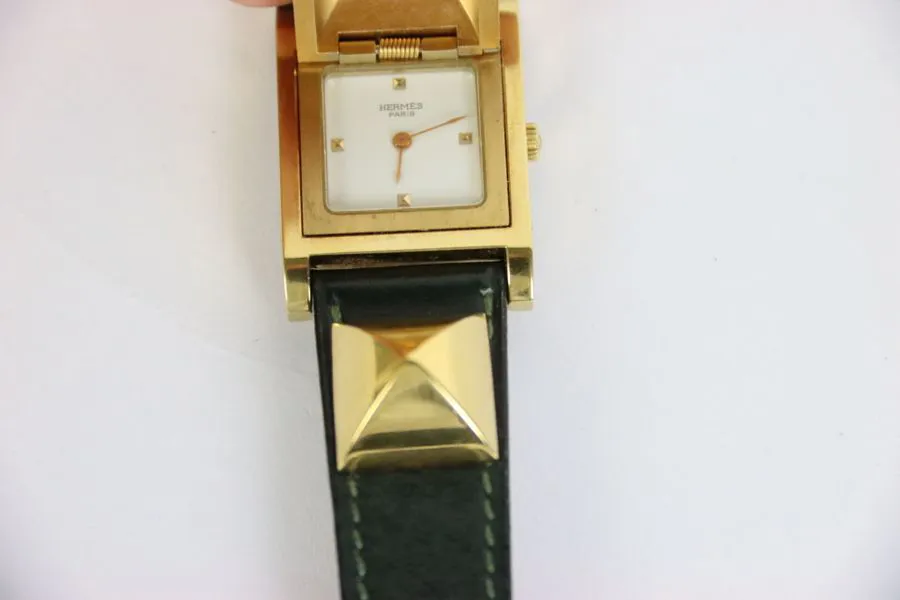 Hermès Médor 32mm Gold-plated White 3