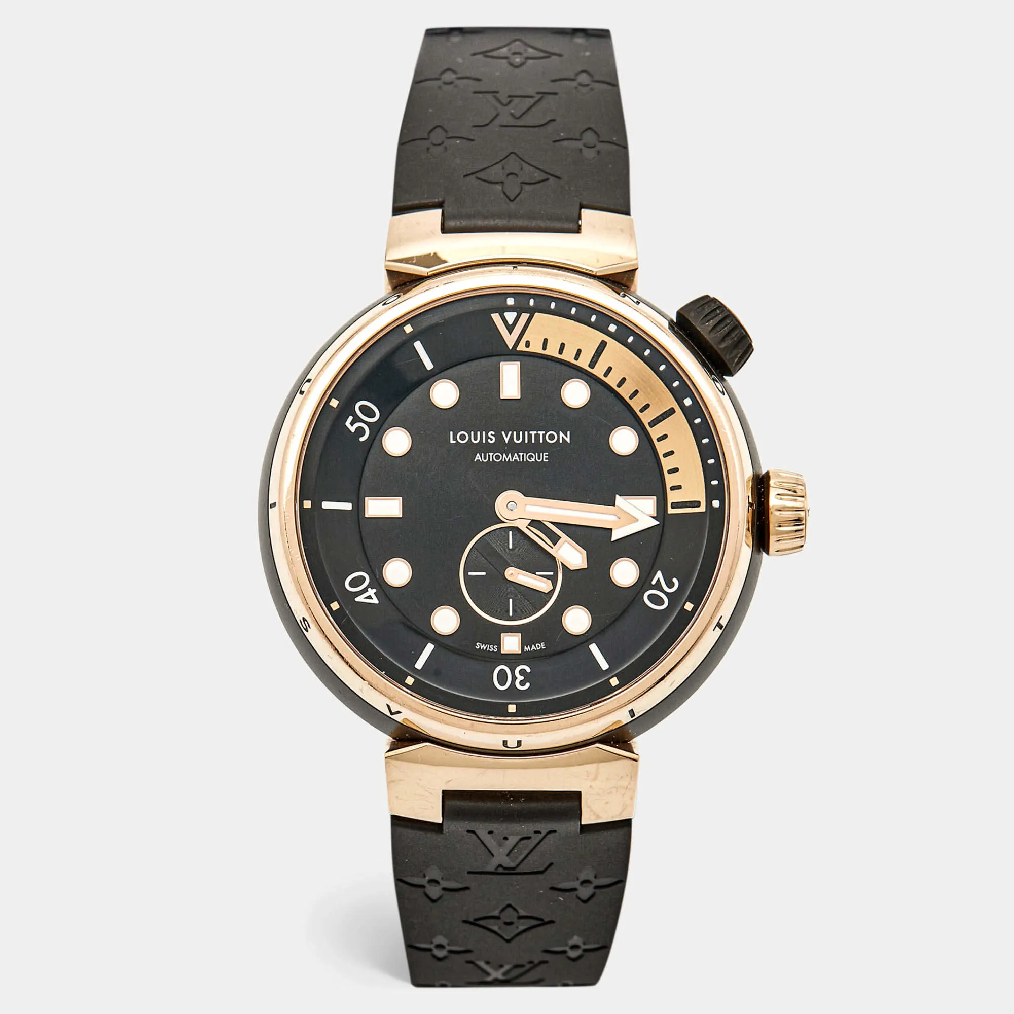 Louis Vuitton Tambour QA123 44mm Rose gold and Stainless steel and PVD and 18k rose gold