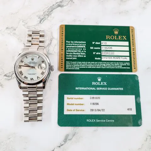 Rolex Day-Date 36 118206 36mm Platinum Blue