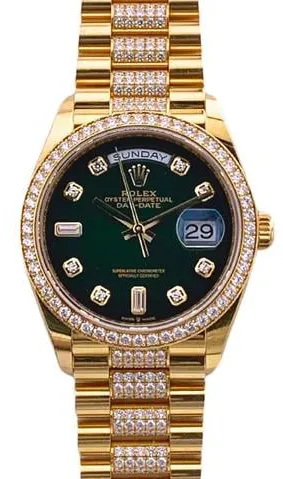 Rolex Day-Date 36 128348RBR 36mm Yellow gold Green