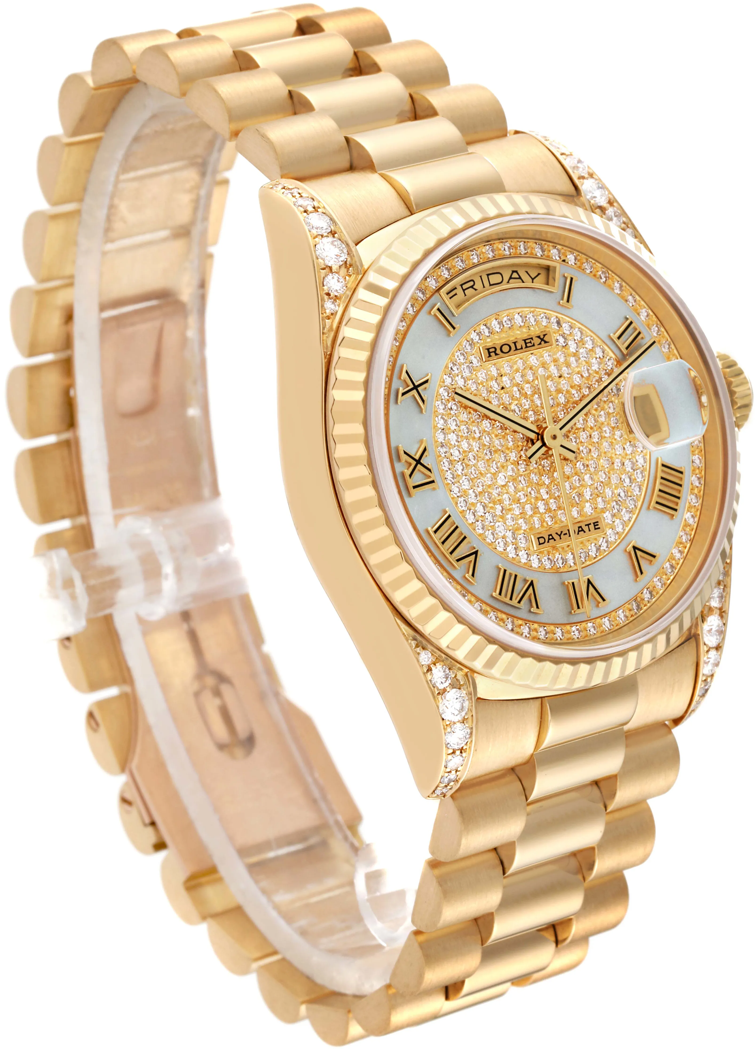 Rolex Day-Date 36 18338 36mm Yellow gold Mother of pearl pave diamond 3