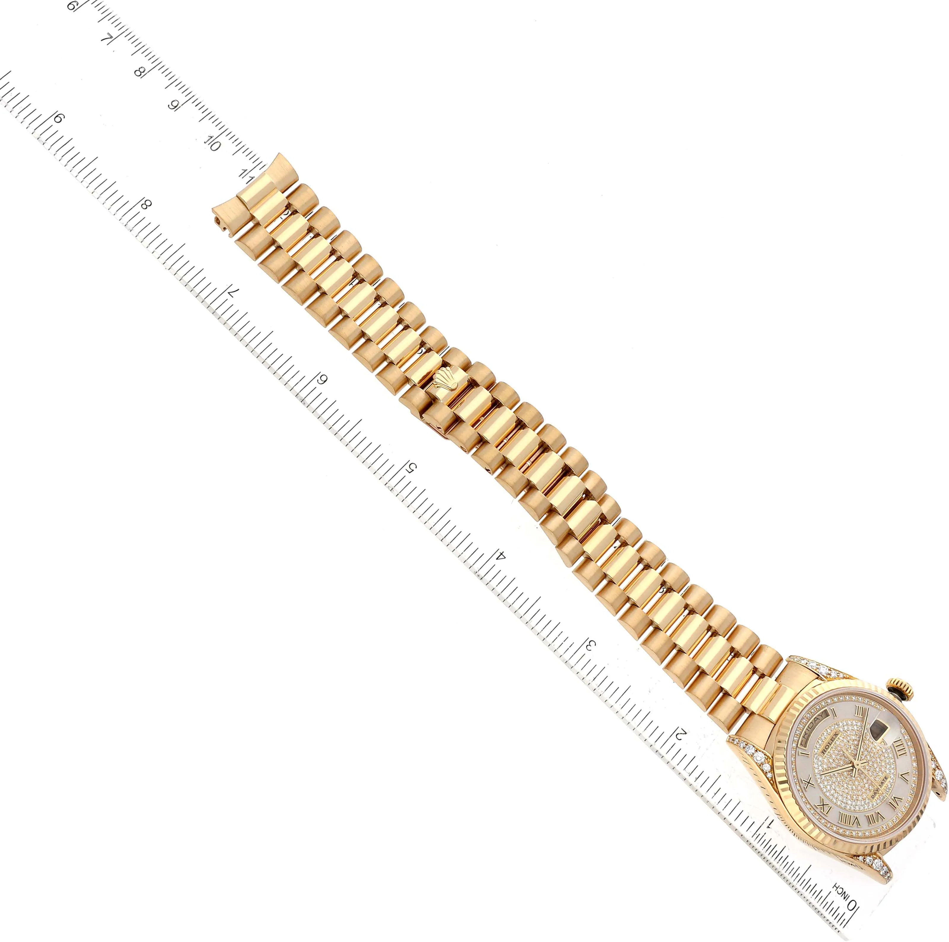 Rolex Day-Date 36 18338 36mm Yellow gold Mother of pearl pave diamond 9