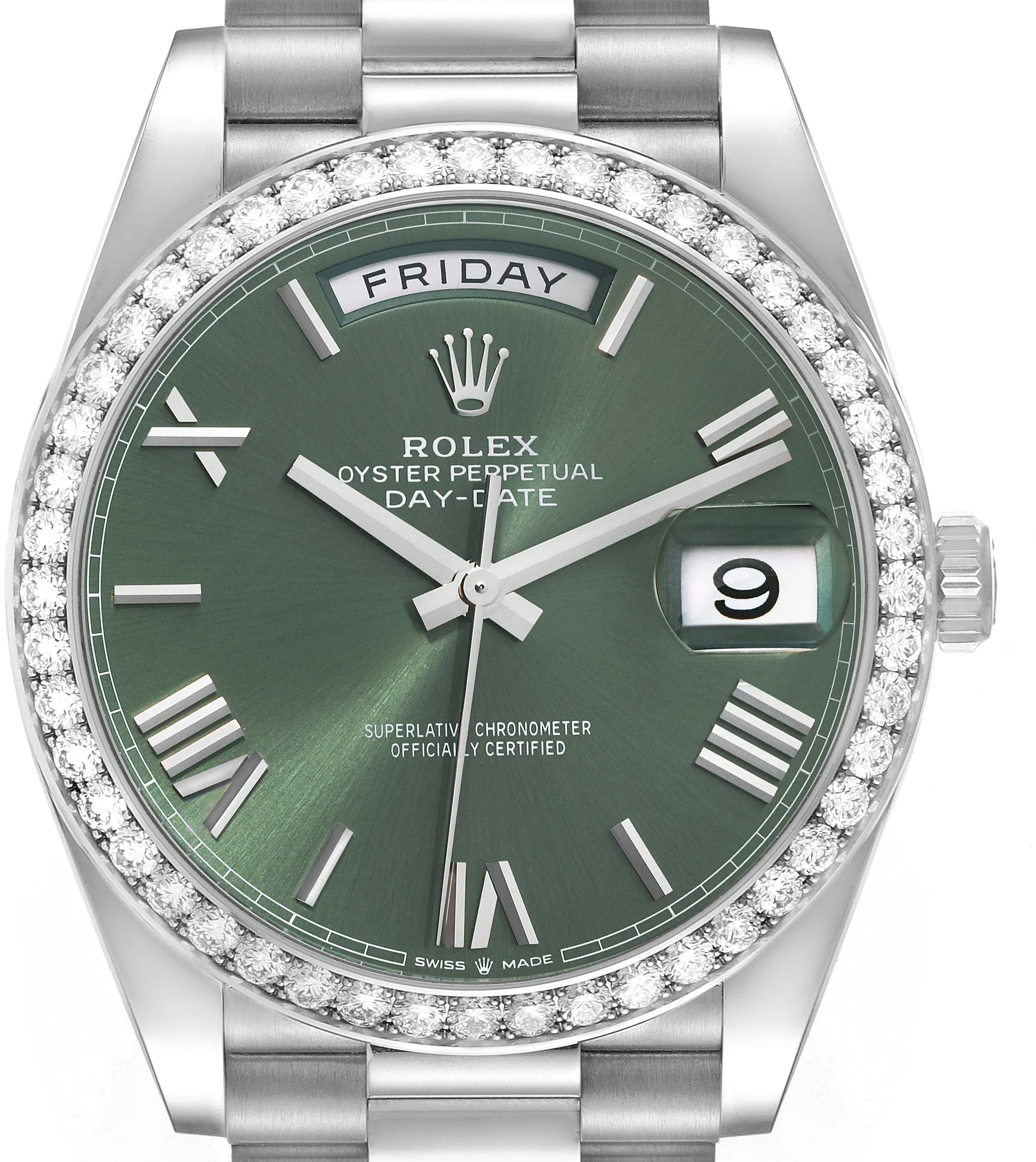 Rolex Day-Date 40 228349RBR 40mm White gold and 18k white gold Green