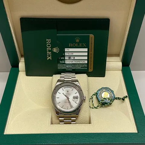 Rolex Day-Date II 218239 41mm White gold Silver