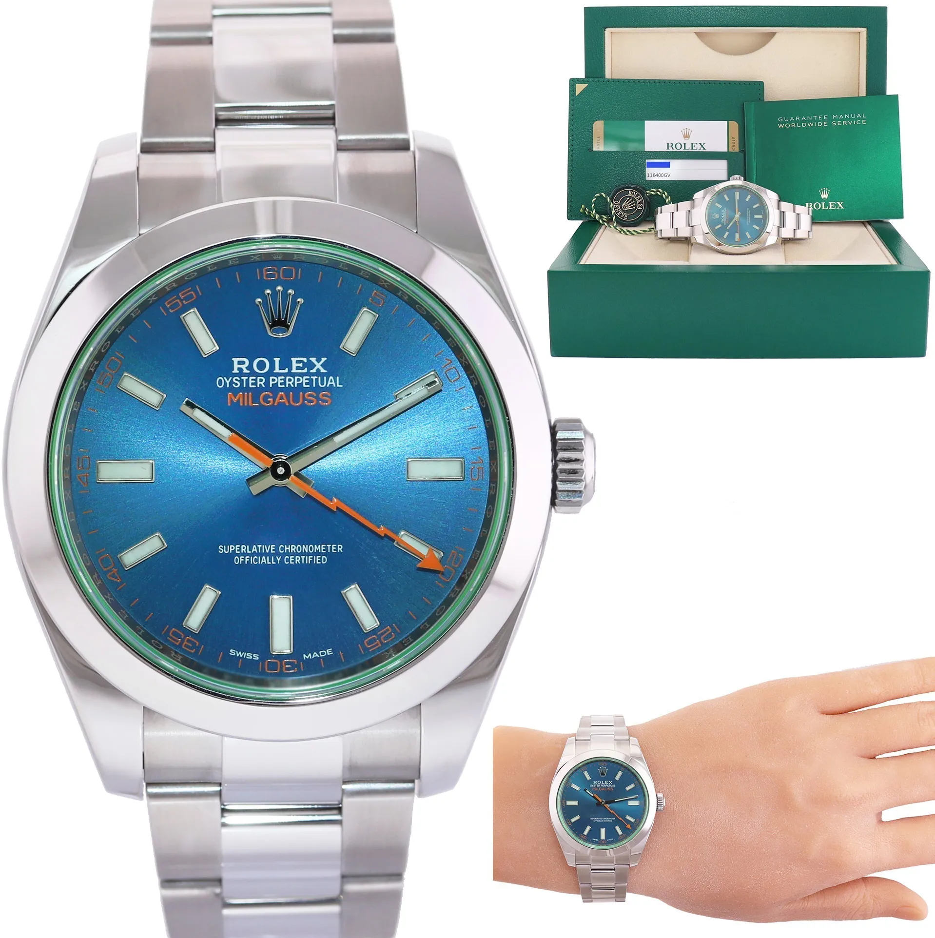 Rolex Milgauss 116400GV 40mm Stainless steel Blue